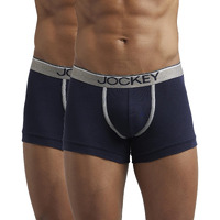 Jockey Men's Super Combed Cotton rib fabric Trunks with Ultrasoft and Durable waistband & Engineered to prevent thigh ride up (Pack of 2) 8015_Deep Navy_S