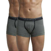 Jockey Men's Super Combed Cotton Rib Fabric Trunks with Ultrasoft and Durable Waistband & Engineered to Prevent Thigh Ride up (Pack of 2) 8015_Deep Olive_XL