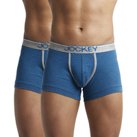 Jockey Men's Super Combed Cotton rib fabric Trunks with Ultrasoft and Durable waistband & Engineered to prevent thigh ride up (Pack of 2) 8015_Seaport Teal_L