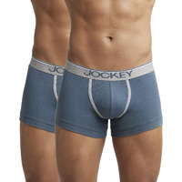 Jockey Men's Super Combed Cotton rib fabric Trunks with Ultrasoft and Durable waistband & Engineered to prevent thigh ride up (Pack of 2) 8015_Deep Slate_S
