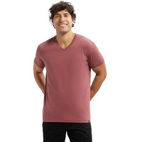 Jockey 2726 Men's Super Combed Cotton Rich Solid V Neck Half Sleeve Regular Fit T-Shirt_Wild Ginger_L, Orange