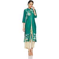 W for Woman Women's Straight Kurta (17AU16977-59337_New Cadmium Green_14)