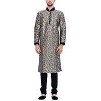 Manyavar Men's Silk Kurta Pyjama (8903035292704_S952431-311-M_Black)