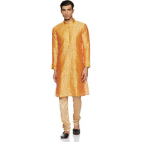 Manyavar Men's Art Silk Kurta Pyjama (S952809_Yellow_S)