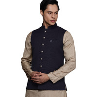 Manyavar Men's Nehru Jacket Blue_M