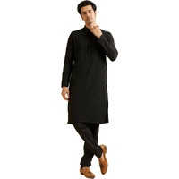 Manyavar Traditional SelfDesign Kurta and Churidar Set For Men - (Black, X-Large)
