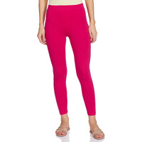 Max Women Solid Ankle-Length Regular Fit Leggings (Noosal21Fufuchsia)_M