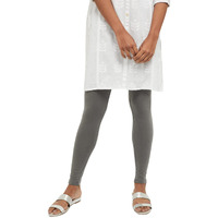 Max Women Solid Knitted Regular Fit Leggings (Noosal21Gr_Grey_L)