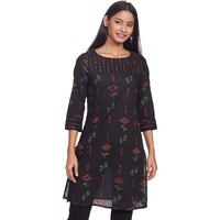 Max Women's Cotton Straight Kurta (SHFKSU19WFBLACK_Black_S)
