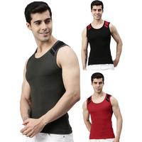 Lux Cozi Men's Solid Relaxed Fit Gym Vest (COZI_Xylo_888_COL_3PC_Multicolor XS)
