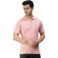 ONN Men's Baby Pink Half Sleeves Polo Collar T-Shirt with Pocket(Size : Small)