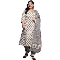 Extra Love by Libas Women's Pure Cotton Salwar Suit Set (15168O_Off White_3XL)
