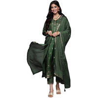 Libas Women's Silk Blend Kurta Sets (33344O_Green