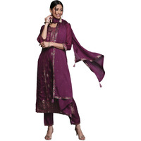 Libas Women's Silk Blend Kurta Sets (33345O_Purple