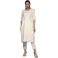 Libas Women's Cotton Yoke Design Straight Kurta (24044O_Off White