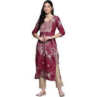 Libas Women's Viscose Rayon Yoke Design Straight Kurta (23747O_Magenta
