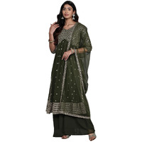 Libas Women's Georgette Kurta Sets (34819_Green