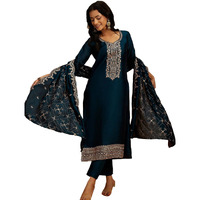 Libas Women's Silk Blend Kurta Sets (48168_Teal