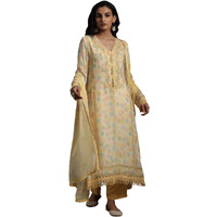 Libas Women's Organza Kurta Set (27268_Yellow