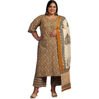 Libas Women's Cotton Kurta Set (15490_Mustard_6XL)