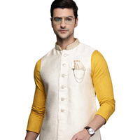 Manyavar Men's Nehru Jacket (JAC207-302_Cream_M)