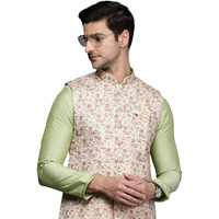 Manyavar Men's Nehru Jacket (JAC229-303_Biscuit_S)