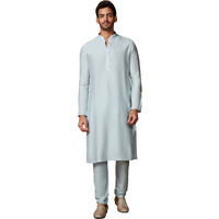 Manyavar Kurta Set for Men, Full Sleeves Mandarin Collar Ethnic Kurta Set For Diwali, Wedding, Party Solid (Peach, L)