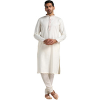 Manyavar Men's Cotton Regular Fit Traditional Full Sleeves Kurta Payjama Set (Cream, XXL)