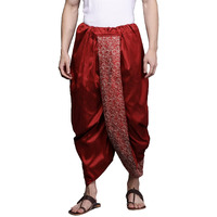 Manyavar Mens Maroon Art Silk Solid Dhotis