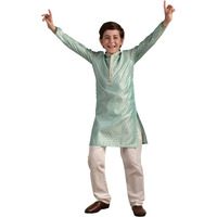 Manyavar Boys Green Art Silk Kurta Pyjama Set