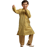 Manyavar Boys Green Art Silk Kurta Pyjama Set