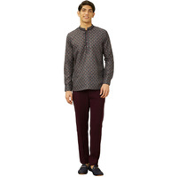 Manyavar Mens Blue Art Silk Short Kurta