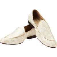 Manyavar Cream Floral Textured Juti | Men's Ethnic Jutti | Juttis and Mojaris