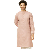 Manyavar Men's Quartz Pink Chequered Patterned Kurta (M)