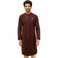 Manyavar Men's Wine Red Textured Kurta (XL)