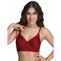 Clovia Women's Cotton Lightly Padded Wire Free T-Shirt Bra (BR1280P0934B_Red_34B)