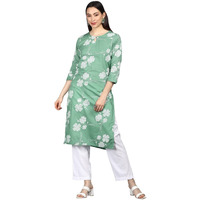 Vaamsi Women's Cotton Floral Printed Straight Kurta (VCK1269_Green_3XL)