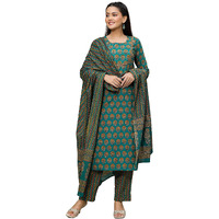 Vaamsi Women's Regular Palazzo and Dupatta Set (VKSKD1231_Green_XL)