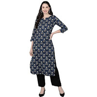 Vaamsi Women's Geometric Printed Straight Kurta (VCK8576_S_Dark Blue)