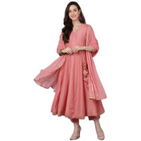 Vaamsi Women's Poly Silk Solid Anarkali Kurta Set With Dupatta (PKSKD1594_Pink_XL)