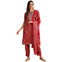 Vaamsi Women's Silk Blend Ethnic Motifs Printed Straight Kurta Pant With Dupatta (PKSKD2202_Maroon_XXL)