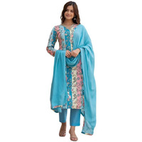 Vaamsi Women's Floral Straight Printed Kurta Pant With Dupatta Set (PKSKD2461_S_Multicolored)
