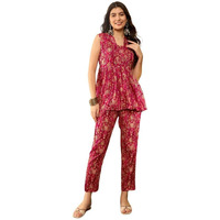 Vaamsi Women's Floral Printed Empire Co-ord Set (VCORD1035_XL_Red)