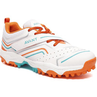 AVANT Men's Impact Cricket Shoes - Anti Skid Shoes with Rubber Outsole,Lightweight and Durable, Comfortable Cushioning, Outdoor Shoes Ideal for Turf, Ground Surfaces (AVMSH101CL02UK10_White/Orange)