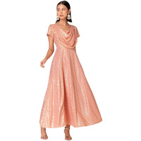 Indya Women's Georgette Regular Kurtas (ITN04829_Pink_XL)