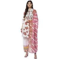 BIBA WOMEN PRINTED RELAXED SALWAR KURTA DUPATTA(SKD8104_WHITE_40)