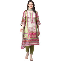 BIBA WOMEN PRINTED STRAIGHT SALWAR KURTA DUPATTA(SKDKABUL KA8241_GREEN_40)
