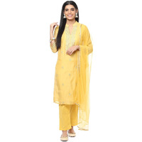 BIBA Polyester Blend Women Embroidery Salwar Kurta Dupatta(Skdassorted8491_Yellow_36)
