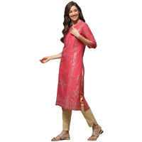 BIBA Cotton Women Printed Regular Mix and Match Kurta (Kolam Co18962_Pink_38)