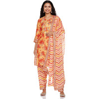 BIBA WOMEN PRINTED RELAXED SALWAR KURTA DUPATTA(SKDBANDHAN7872_YELLOW_42)